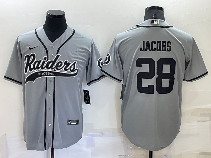 Men Oakland Raiders #28 Jacobs Grey 2022 Nike Co branded NFL Jersey
